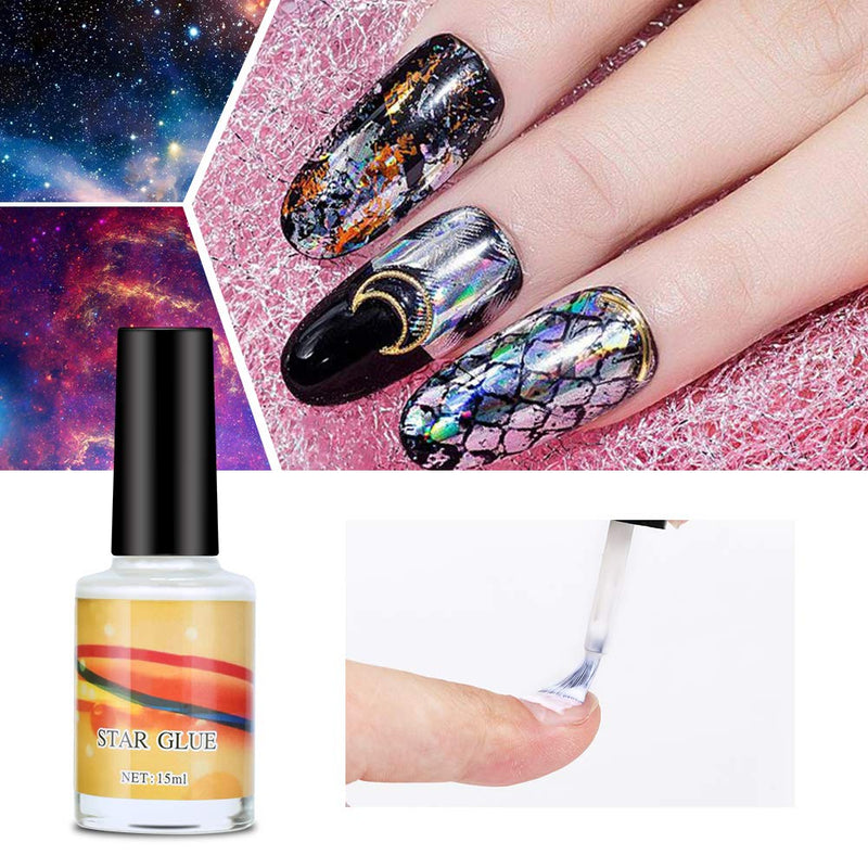 Ownest 2 Packs Galaxy Star Nail Art Foil Glue for Foil Sticker Nail Transfer Tips Decorations Adhesive Manicure Art DIY-15ml A - BeesActive Australia