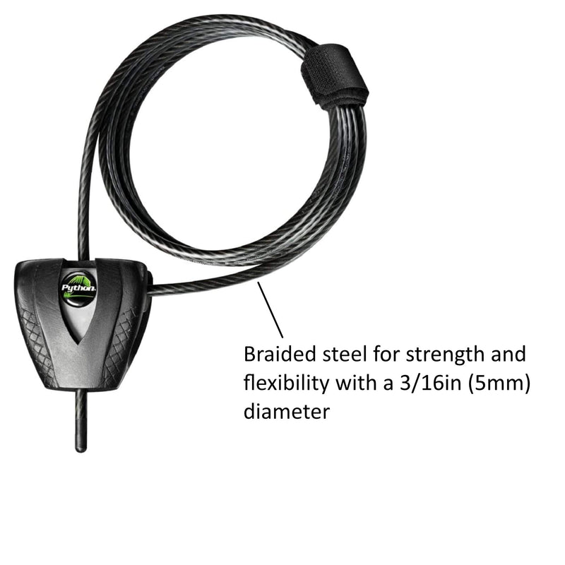 Master Lock 8417D Cable Lock, Python Adjustable Keyed Cable Lock, 6 ft. Long, 2 Pack Bundle with Lumintrail Keychain Light - BeesActive Australia