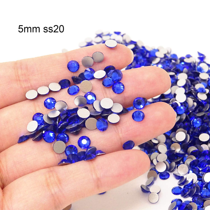 Honbay 1440PCS 5mm ss20 Sparkly Round Flatback Rhinestones Crystals, Non-Self-Adhesive (Royal Blue) Royal Blue - BeesActive Australia