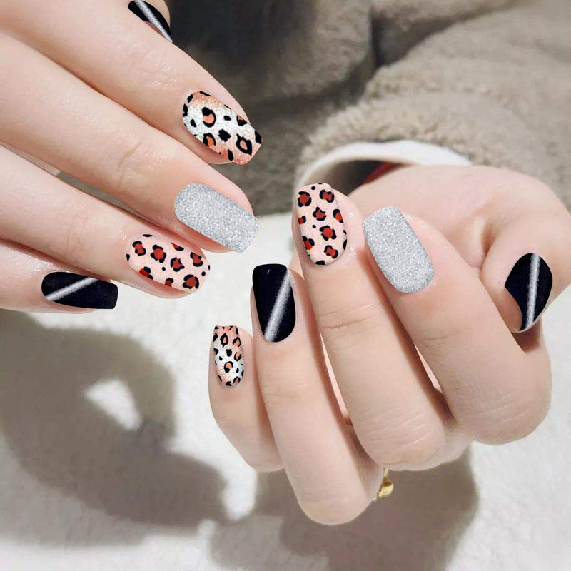 Nail Strips, Designer Nail Stickers for Nail Art, Full Wraps Nail Polish Stickers, Nail Art Decals Strips for Acrylic Nails, Gel Nail Strips for Women Girl (BW-16PCS) BW-16PCS - BeesActive Australia