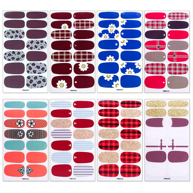 SILPECWEE 20 Sheets Full Wraps Nail Art Polish Stickers Tips and 1Pc Nail File Flower Adhesive Nail Decals Strips Set Manicure Kit for Women NO2 - BeesActive Australia