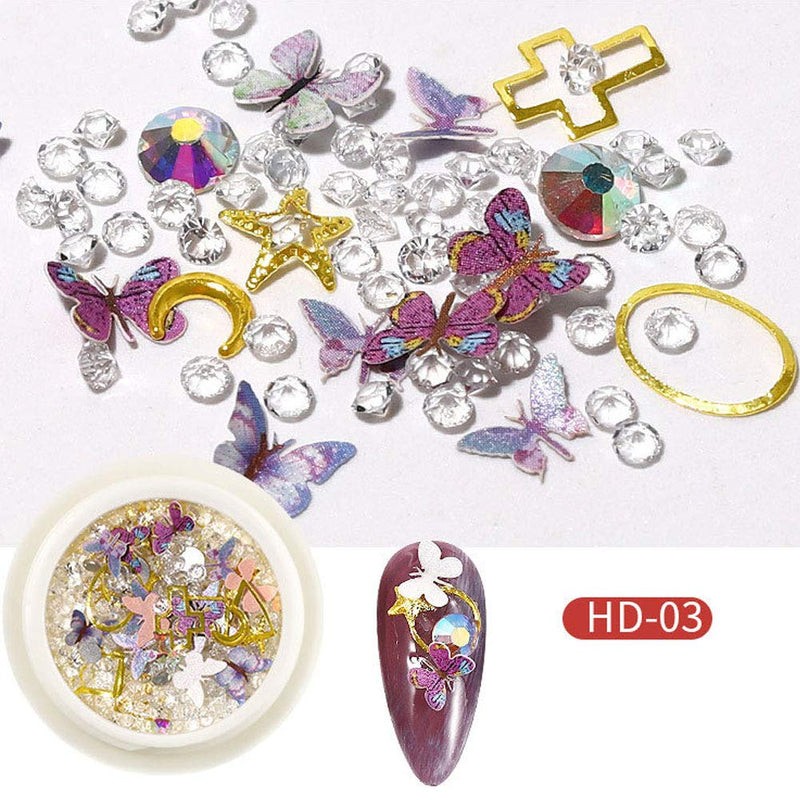 Teabelle 3D Butterfly Nail Art Decorations Diamonds Crystals Rhinestones Gems Resin Metal Butterfly Charms for DIY Nail Craft Jewelry Making - BeesActive Australia