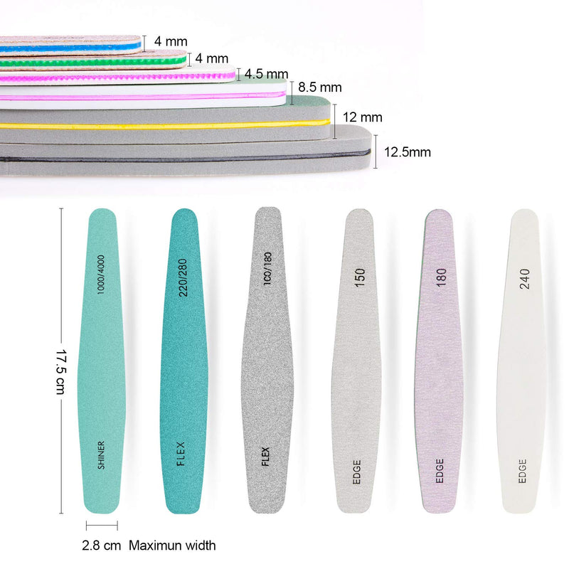 Multifunctional Nail Files Set for Nature Acrylic Nail Professional Nail Buffers Emery Boards, Different Grit Nail File 6pcs (Pack of 6) - BeesActive Australia