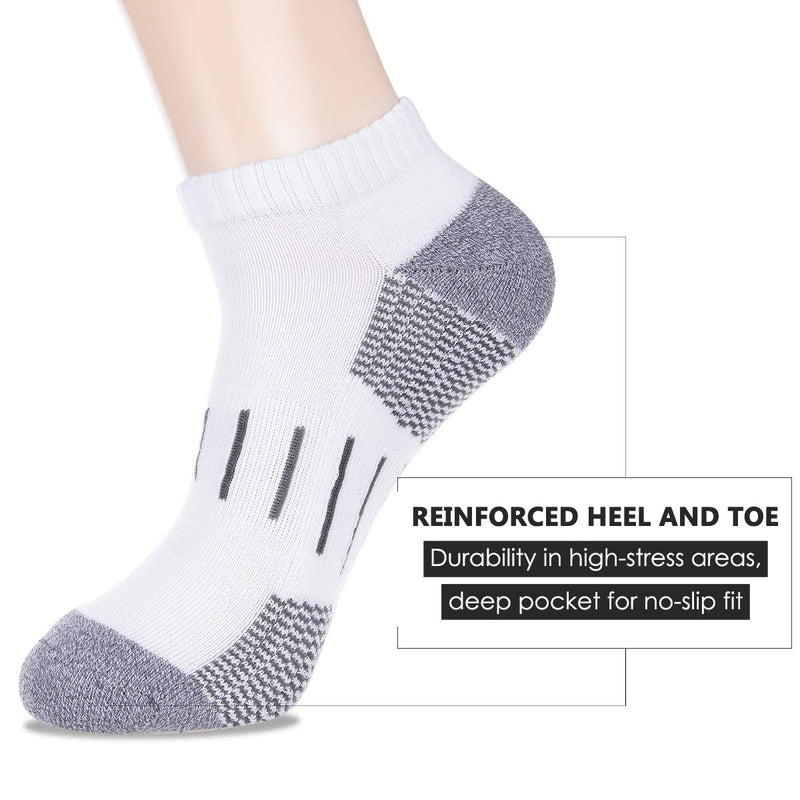 [AUSTRALIA] - Heatuff Mens Athletic Ankle Socks Moisture Wicking Cushion Running Low Cut Sock 6 Pack A-white 6 Pairs Shoe Size: 6-12 