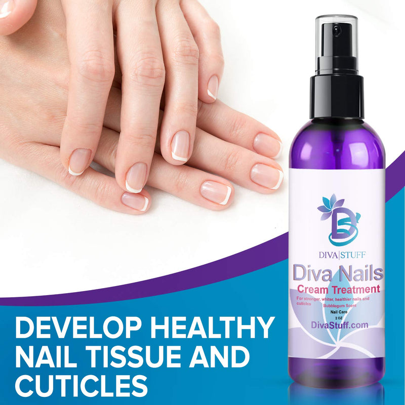 Diva Stuff Diva Nails Cream Treatment | For Stronger & Healthier Cuticles | No More Chips, Cracks & Splits | Made in the USA with Safe Ingredients | Blue Bubblegum Scent | 2 fl oz - BeesActive Australia