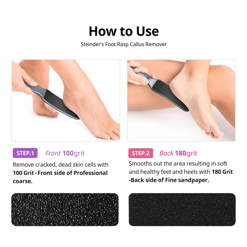 Colossal Foot File Callus Remover, STEINDER EASY Foot file, Double Sided & 2 Pack, Colossal Pedicure Foot RASP, Dead Skin Exfoliator for Hygienic & Safe, Designed for Comfort & Safe - BeesActive Australia