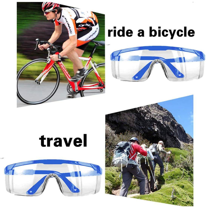 3 PACK Protective Goggles Safety Glasses with Clear Anti Fog Scratch Resistant Wrap-Around Lenses and No-Slip Grips , Protective Eyewear For men & Women Blue Color - BeesActive Australia