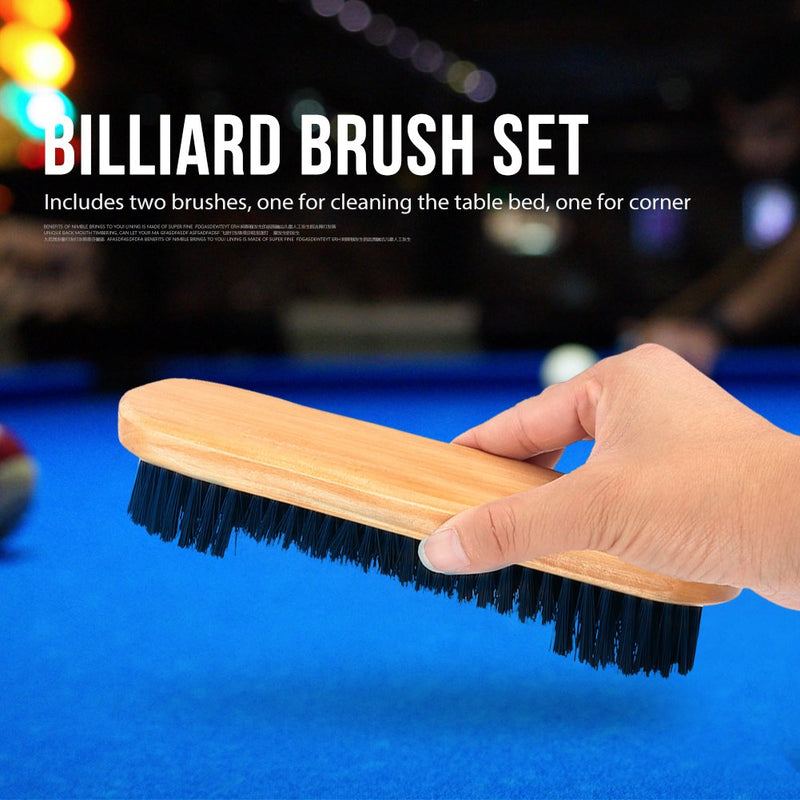 [AUSTRALIA] - Dilwe 2pcs Rail Brush Pool Snooker Billiard Table Brush Horsehair Rail Wooden Handle Billiard Table Cleaning Tool 