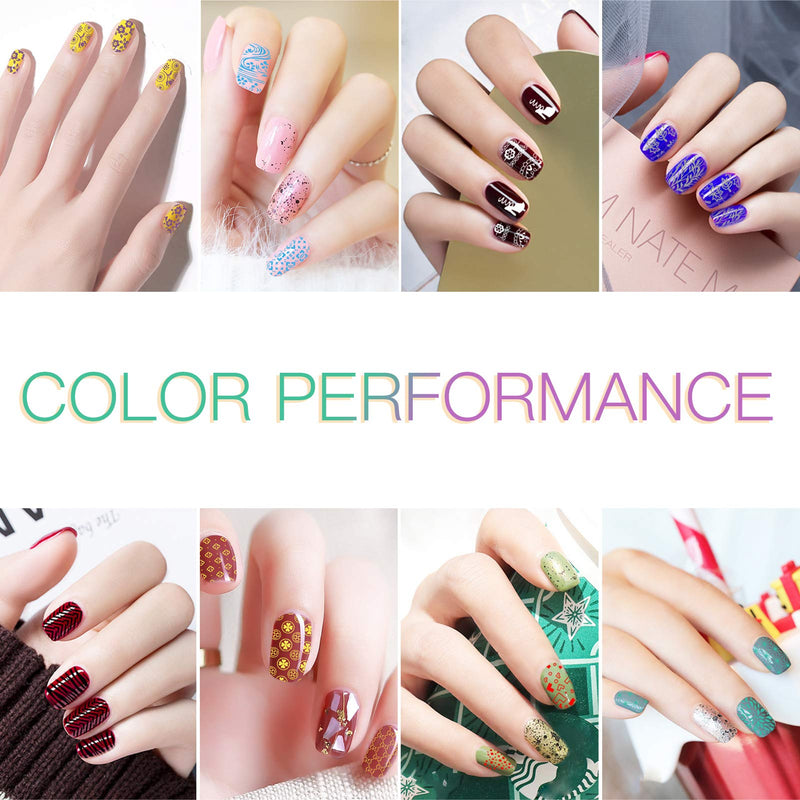 Biutee Nail Stamping Plates Set 8 Colors Nail Art Stamping Polish Gel 12Pcs Template Image Plates 1Pcs Storage Bag 1PCS Stamper with 1PCS Scraper Manicure Stencils Tools Maniology for Holiday Designer - BeesActive Australia