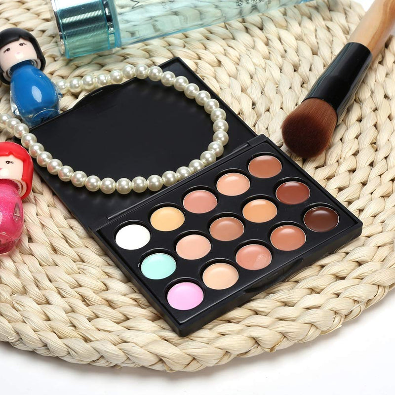 Concealer Palette,15 Colors Professional Concealer Make Up Face Eye Circle Cover Cream Contouring Foundation/Concealer Palette Highlighting Makeup Tool for Girls Gift(15 Colors) 15 Colors - BeesActive Australia