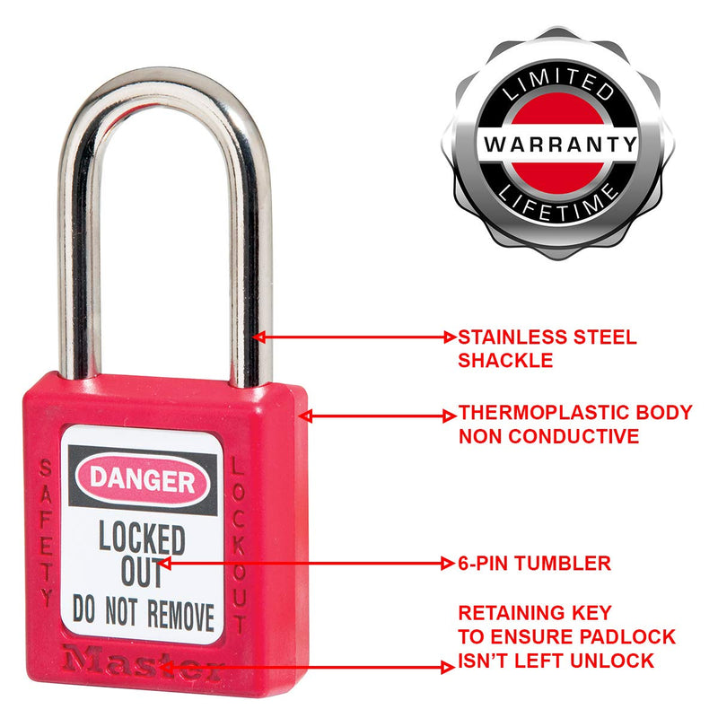 Master Lock 410RED Lockout Tagout Safety Padlock with Key Red - BeesActive Australia