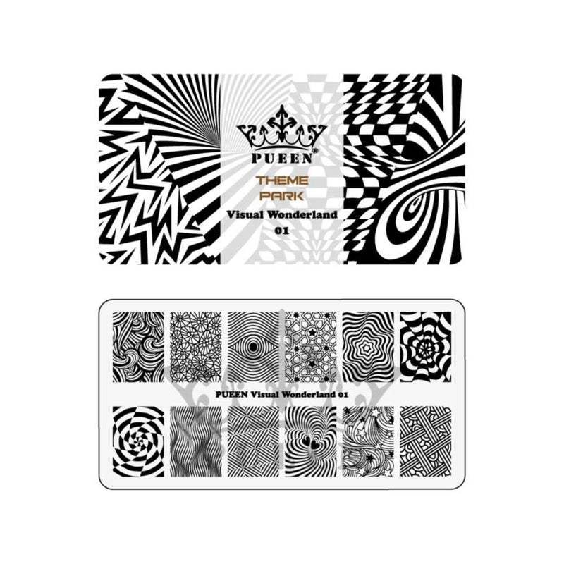 PUEEN Nail Art Stamping THEME PARK GIFT SET 01-4 Theme Park Plates - 125x65mm Unique Nailart Polish Stamping Manicure Image Plate Accessories Kit -BH000859 - BeesActive Australia