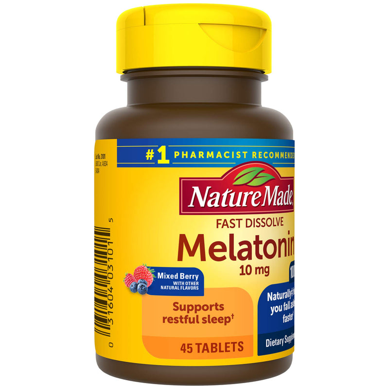 Nature Made Melatonin 10 mg Tablets, Fast Dissolve Sleep Aid, Naturally Helps You Fall Asleep Faster, 45 Count - BeesActive Australia