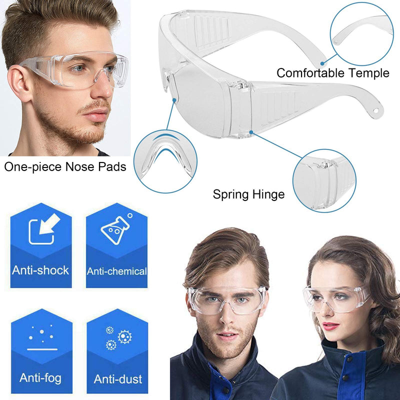 2PCS Anti-fog Safety Glasses Goggle Eye Protective Clear Anti-Scratch Glasses White-2 - BeesActive Australia