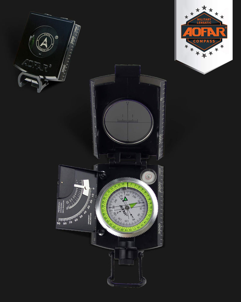 AOFAR Military Compass AF-4074 Camo for Hiking,Lensatic Sighting Waterproof,Durable,Inclinometer for Camping,Boy Scount,Geology Activities Boating Black - BeesActive Australia