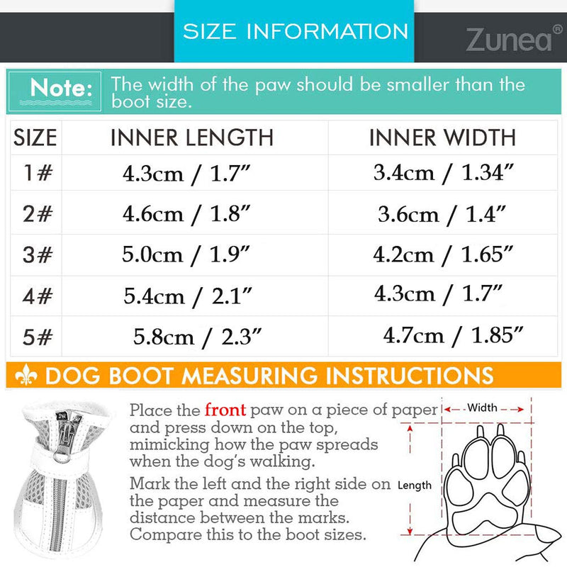 Zunea Small Dog Shoes for Hot Pavement Summer Breathable Mesh Boots Adjustable Non Slip Zipper Pet Dogs Booties White PU Paw Protector 3# (LxW: 1.9 * 1.65") Pink - BeesActive Australia