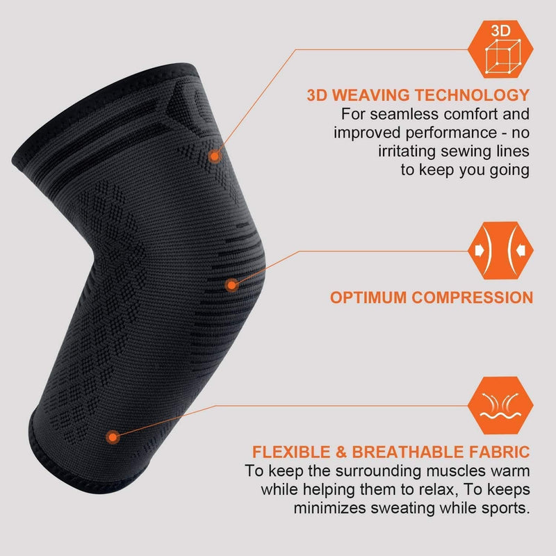 CAMBIVO 2 Pack Elbow Compression Sleeve for Men and Women, Elbow Brace for Tennis Elbow, Golf Elbow, Workouts, Arthritis, Tendinitis (Small, Black) Small Black (2 Pack) - BeesActive Australia