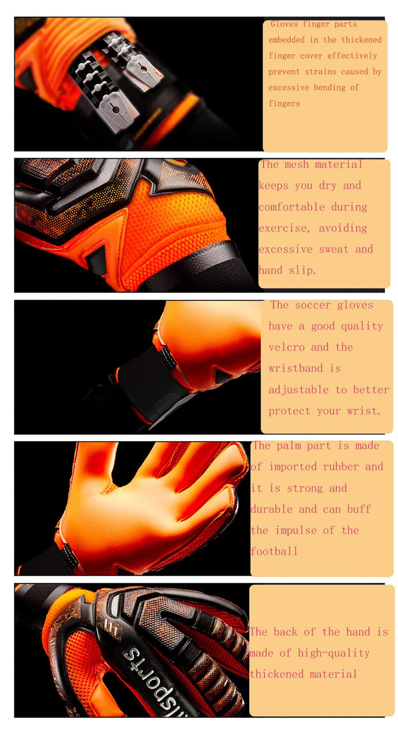 Qike Soccer Gloves Goalkeeper Protection Padded Football Protective Gear Set Football Goalkeeping Gloves Strong Grip?Finger Spines for Youth Adult blue 9 - BeesActive Australia