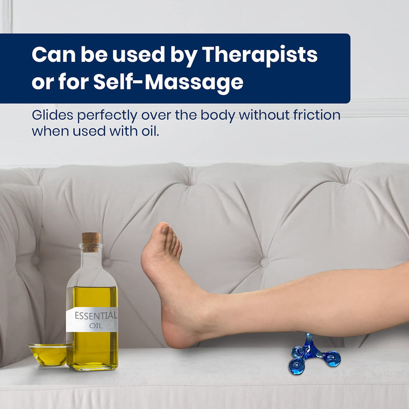 ResultSport Handy 4-Way Massage Tool, Massager for deep muslce and Trigger Point Release. Used for Neck, Back, and Foot. 4 Way Massager - Blue - BeesActive Australia