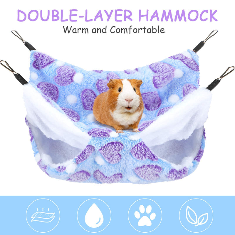 2 Pieces Rat Hammock and Guinea Pigs Soft Blankets Set Ferret Hanging Hammock Small Animal Hammock Guinea Pig Accessories Hamster Mats for Rat Ferret Guinea Pig Squirrel Small Pet Purple - BeesActive Australia