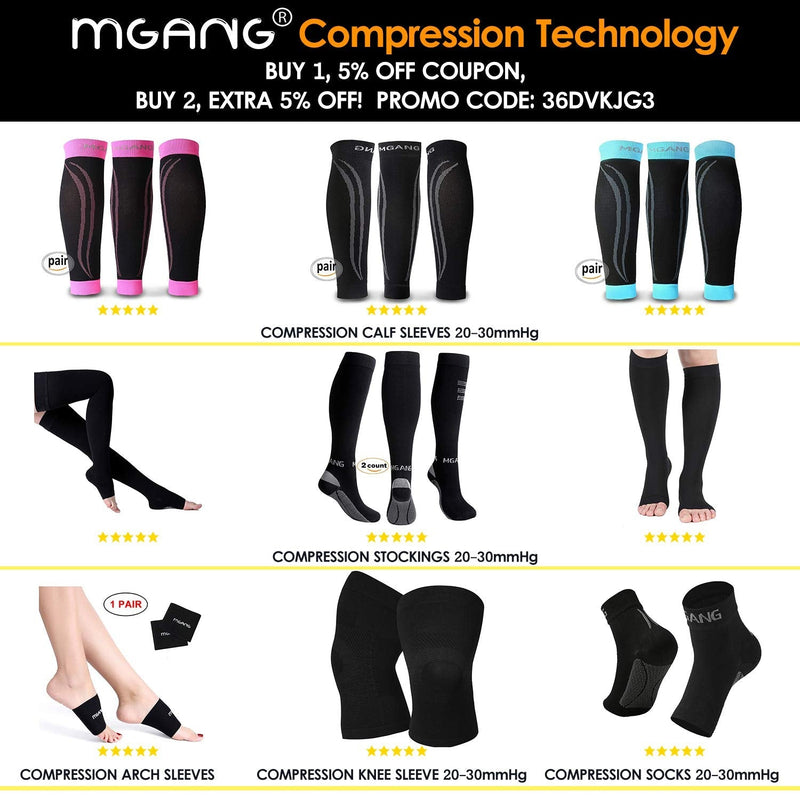 MGANG® Knee Brace, Premium Knee Compression Sleeves Support for Sports, Running, Basketball, Hiking, Workout, Arthritis, ACL, Injury Recovery, Joint Pain Relief, Meniscus Tear, 1 Pair Unisex, Black S Small (1 Pair) - BeesActive Australia