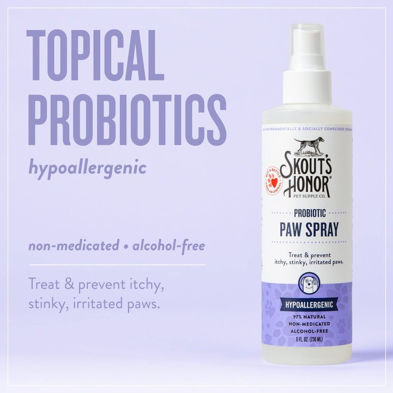 Skout's Honor: Probiotic Paw Spray Supports Healthy Skin and Relieves Itchy, Stinky, and Irritated Paws - Hypoallergenic, 8 oz. - BeesActive Australia