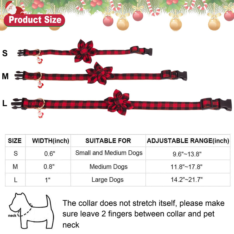 Christmas Dog Collar with Flower, Classic Buffalo Plaid Dog Christmas Collar with Removable Floral Adjustable Christmas Collars for Small Medium Large Dogs - BeesActive Australia