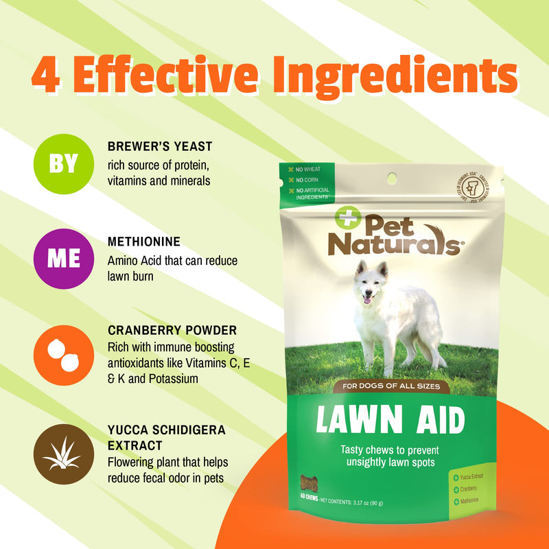 Pet Naturals Lawn Aid For Dogs, Yummy Chicken Flavor, 60 Chews - Balance Urine PH To Protect And Maintain Green Grass - Supports Healthy Bladder And Urinary Tract - BeesActive Australia
