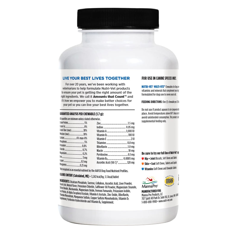 Nutri-Vet Multi-Vite Chewables for Adult Dogs | Daily Vitamin and Mineral Support to Help Maintain Peak Condition 180 ct - BeesActive Australia
