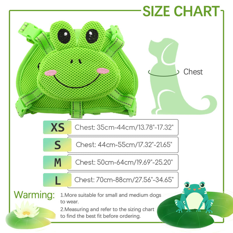 IDOMIK Dog Backpack No-Pull Pet Harness Vest with Saddle Bag Backpack, Cute Frog Shape Self Carrier Backpack Travel Camping Hiking, Adjustable Puppy Mesh Bag Vest with D-Ring for Small Medium Dogs Green Frog - BeesActive Australia
