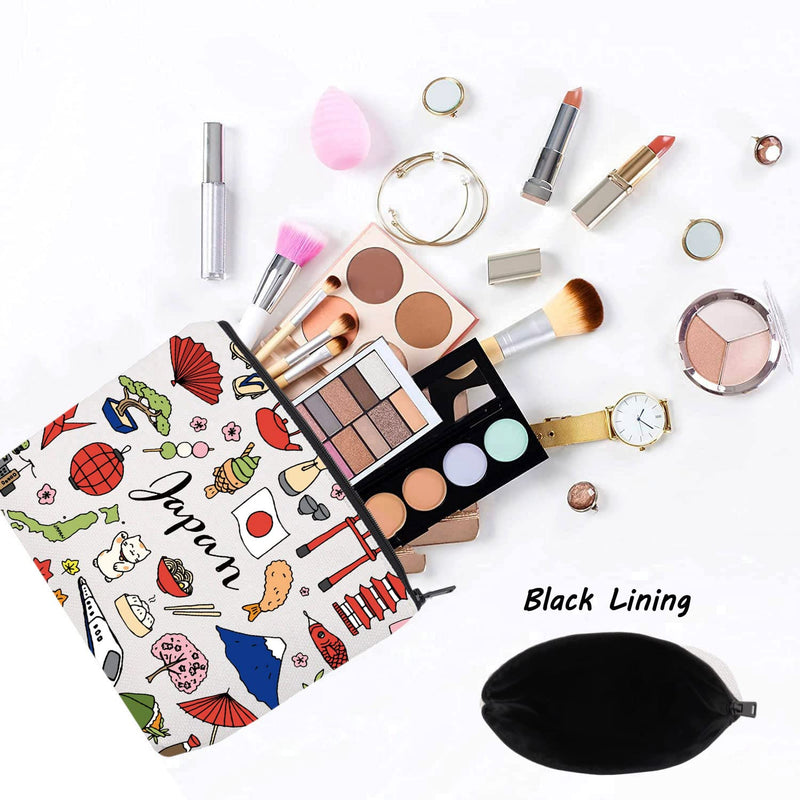 LEVLO Japan Travel Pouch Bag Japan Souvenir Gift Japan Theme Zipper Pouch Bag Japanese Trip Gift (Japan) - BeesActive Australia