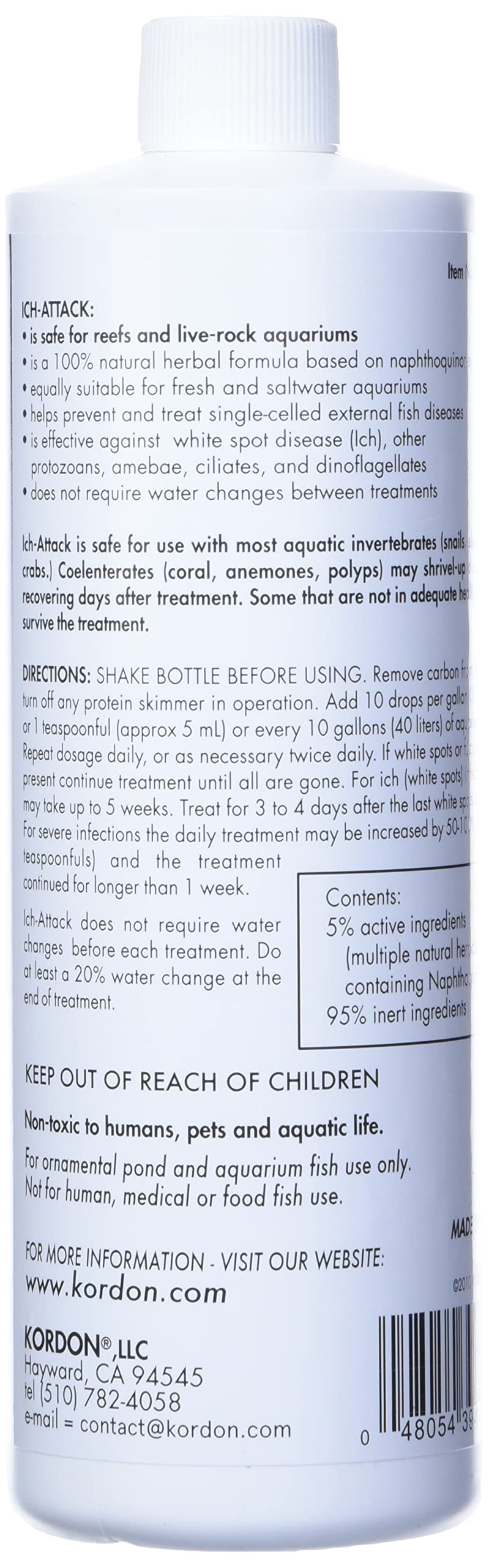 KORDON #39446 100% Natural and Herbal Formula Ich Attack-Ich Treatment for Aquarium, 16-Ounce - BeesActive Australia