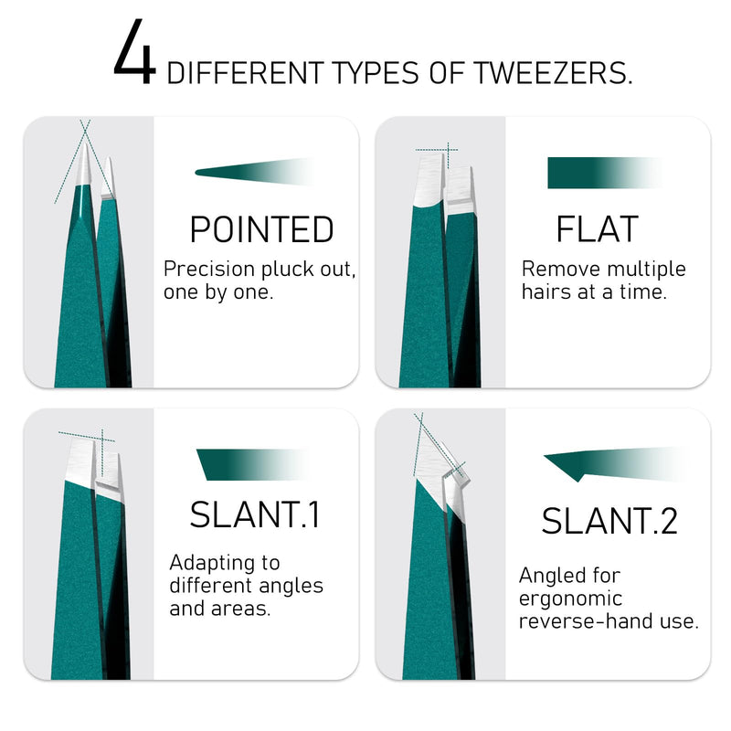 Takesy Professional Tweezers for Women Facial Hair Chin and Ingrown Hair, Travel Size Eyebrow Plucker Tweezers Set with Leather Mirror Case (Forest Green) Forest Green - BeesActive Australia