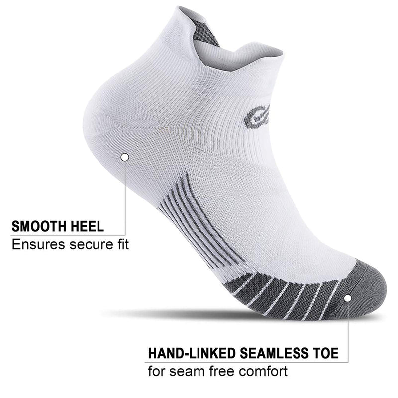 PAPLUS Ankle Compression Sock for Men and Women 2/4/6 Pairs, Low Cut Compression Running Sock with Ankle Support New White(6 Pairs) Small-Medium - BeesActive Australia