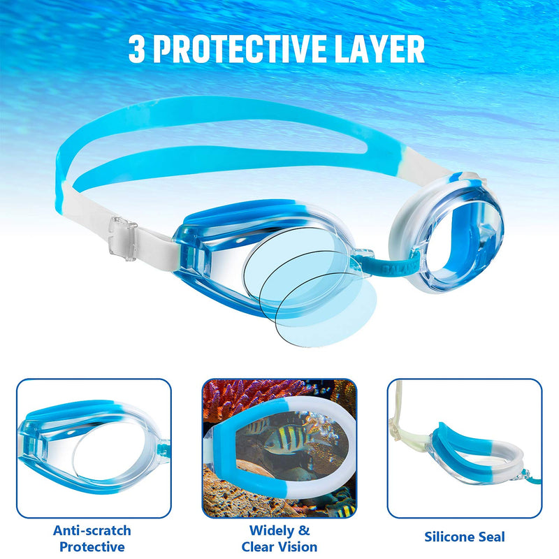 8 Pcs Swim Goggles, Adjustable Silicone Swimming Goggles Crystal Clear Swim Glasses for Children and Teens Mixed Colors - BeesActive Australia