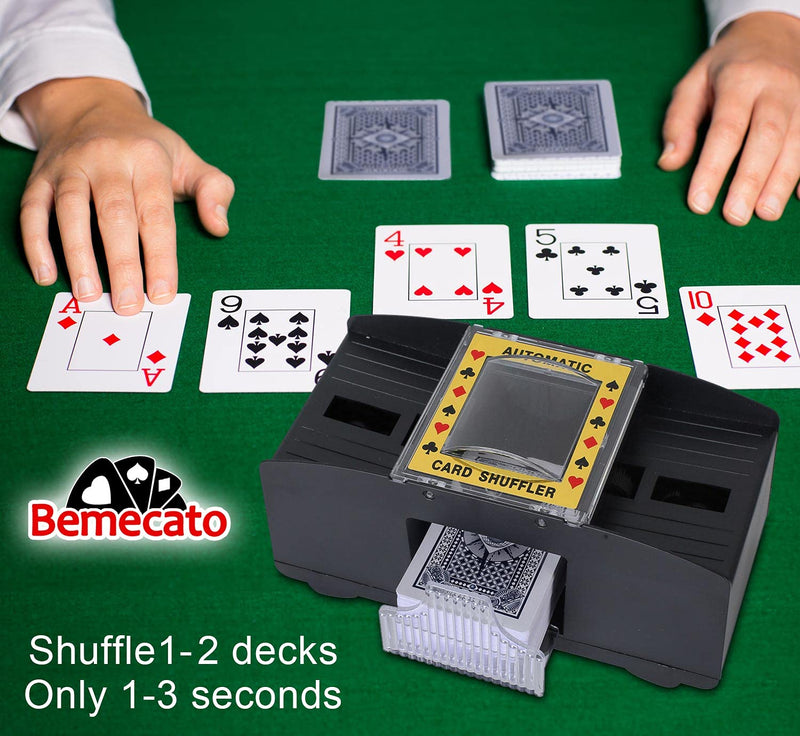 Bemecato Card Shuffler 1/2/4/6 Deck Automatic, Electric Casino Shuffler Machine for Playing Card, UNO 1-2 Deck Card Shuffler - BeesActive Australia