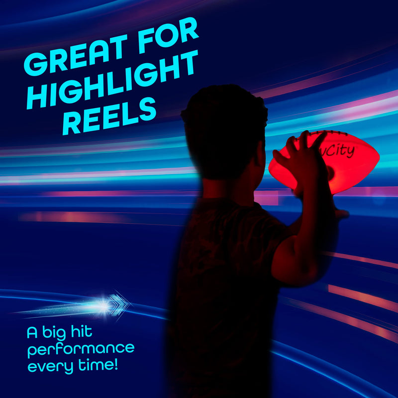 GlowCity Glow in the Dark Football - Light Up, Youth Size Footballs for Kids - LED Lights and Pre-Installed Batteries Included﻿ - BeesActive Australia