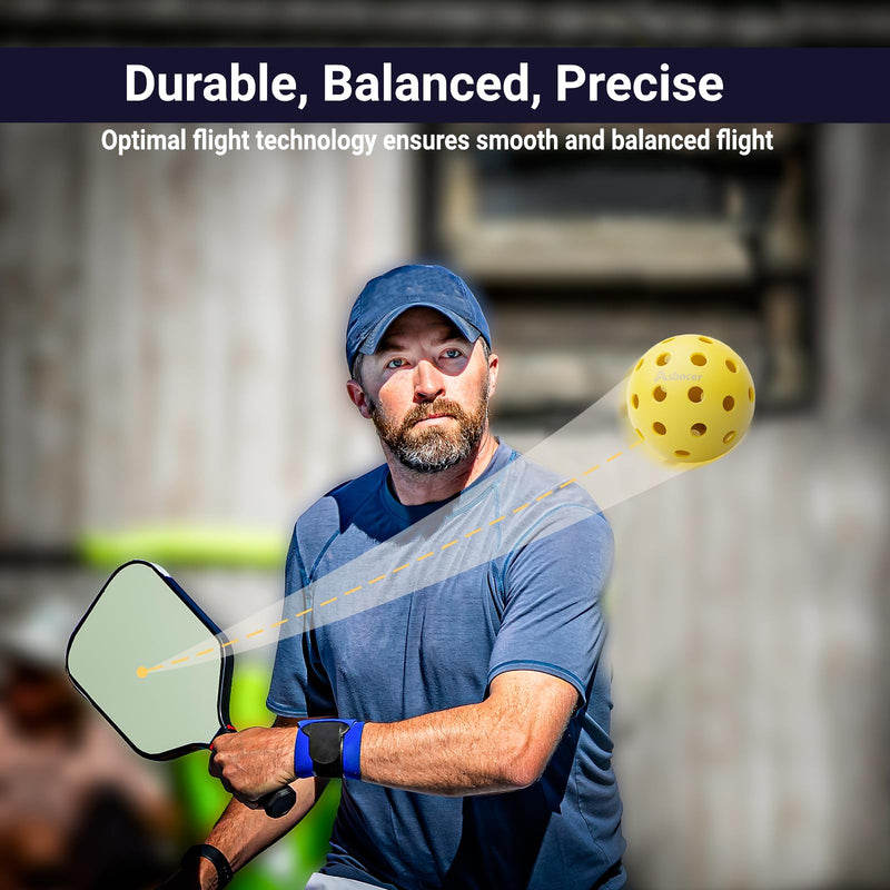 Asbocer Pickleball Balls, USAPA Approved Pickleballs, 12-Pack 40 Holes Outdoor Pickleball Balls with Mesh Bag, High Elasticity & Durable Yellow Pickle Balls for All Style Pickleball Paddles - BeesActive Australia