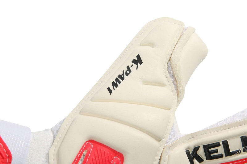 Kelme Soccer Goalkeeper Gloves  Indoor and Outdoor - Training, Match and Professional Goalie Gloves for Adults and Kids with Finger Protection White/Red Size 9 (Teen - Adult) - BeesActive Australia