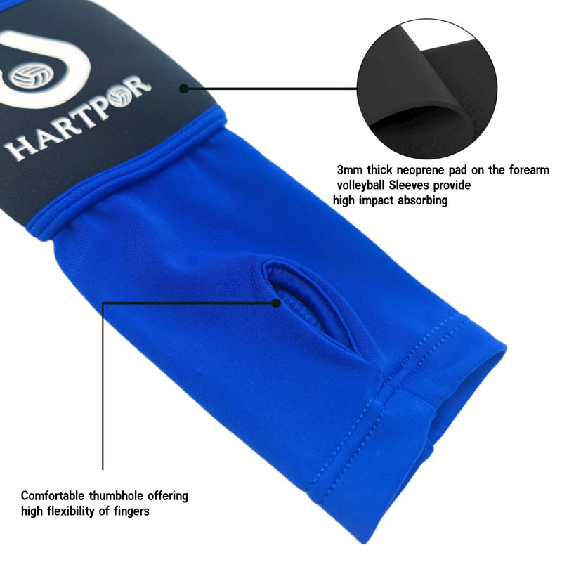 Volleyball Arm Sleeves Passing Forearm Sleeves with Protection Pad and Thumbhole for Youth Protect Arms from Sting 1 Pair Blue 12” - BeesActive Australia