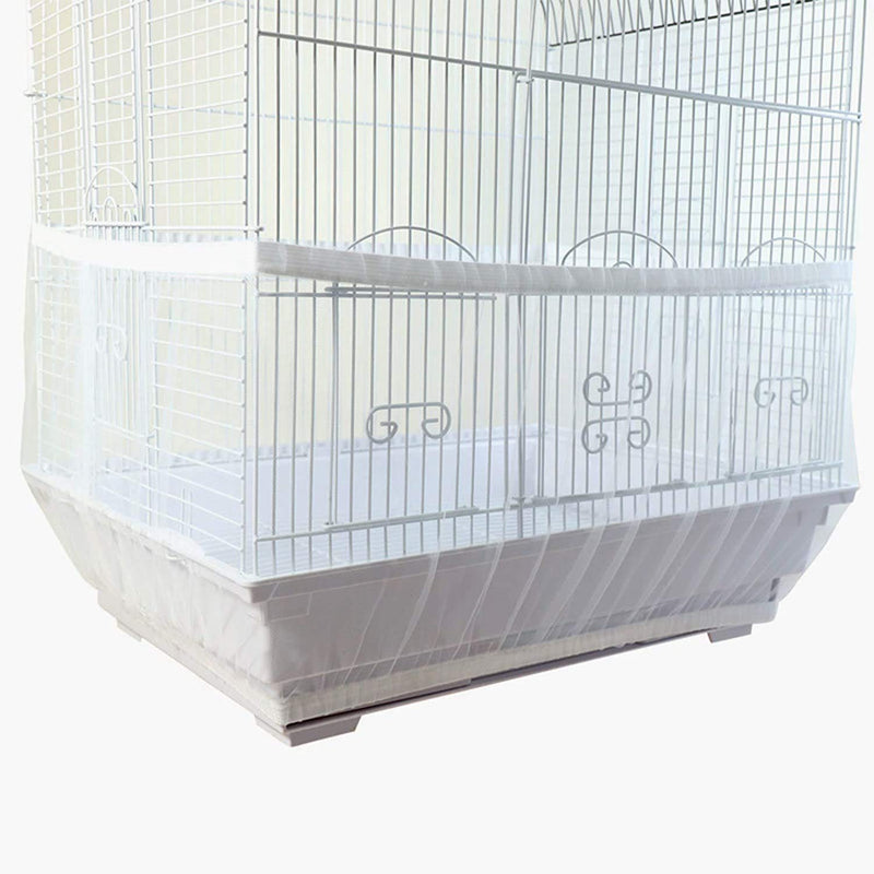 GOTOTOP 4 Colors Ventilated Nylon Bird Cage Cover Shell Seed Catcher Pet Products Large Size Bird Cage Seed Catcher Seeds Guard Parrot Nylon Mesh Net Cover Stretchy Shell Skirt Traps Cage Basket White - BeesActive Australia
