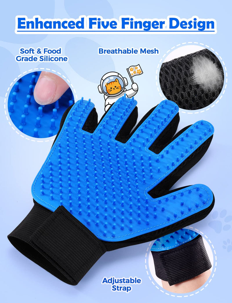 Cat Grooming Glove Brush, RIFNEEIM Pet Deshedding Glove with Self Cleaning Slicker Brush, Efficient Pet Hair Remover Massage Tool with Enhanced Five Finger Design for Cat Dog - BeesActive Australia