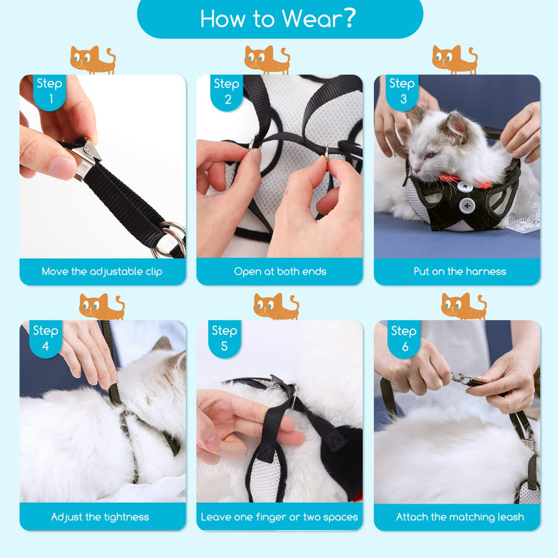 Small Dog Harness, Nobleza Cat Leash and Harness Set with Cute Bowtie & Adjustable Metal Clip, Breathable Air Mesh Walking Harness for Puppies, Kitties, Small Dogs, Cats M (Chest Girth: 14.9-18.1") - BeesActive Australia