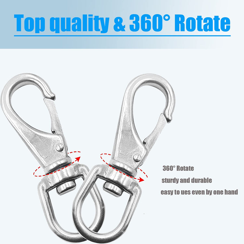 Mixiflor 8 Pack Stainless Steel Swivel Eye Snap Hook Flag Pole Clips , Diving Clips Spring Hooks for Bird Feeders, Pet Chains, Dog Tie-Out Cable, Keychains and More (3-1/2 x 1-1/4 Inch) - BeesActive Australia