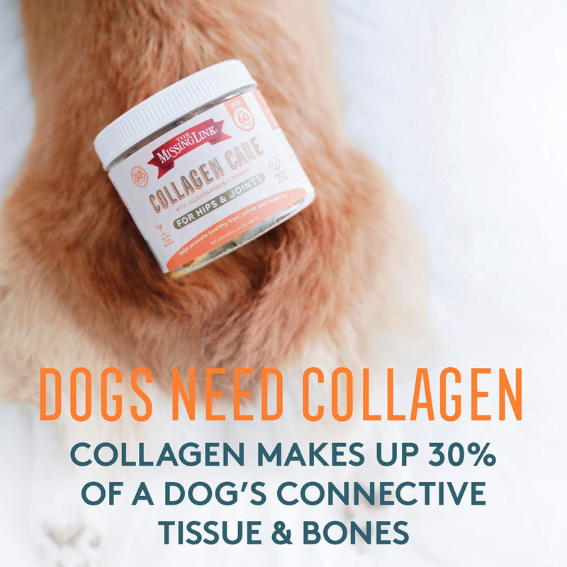 The Missing Link Collagen Care Soft Chew Nutritional Treats for Dogs - Collagen, Glucosamine, Chondroitin & Turmeric - Mobility & Anti-Inflammatory Support - Hip & Joint 60 Count - BeesActive Australia
