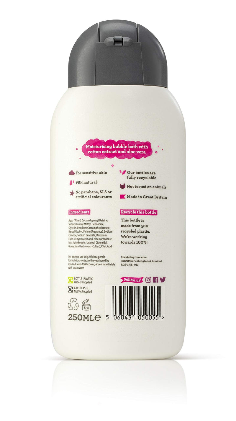 Scrubbingtons Scrub A Dub Cotton Soft Bubble Bath For Kids - Cotton Extract & Aloe Vera for Sensitive Skin 1 x 250ml - BeesActive Australia