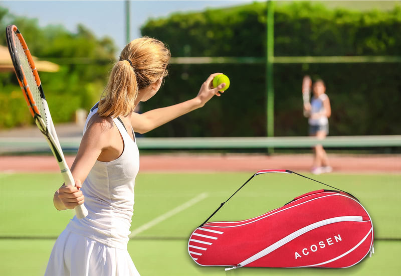 ACOSEN 3 Racquet Tennis Bag - Lightweight Tennis Bags for Women and Men, Tennis Racquet Cover Bag with Protective Pad for Professional or Beginner Tennis Players Red - BeesActive Australia