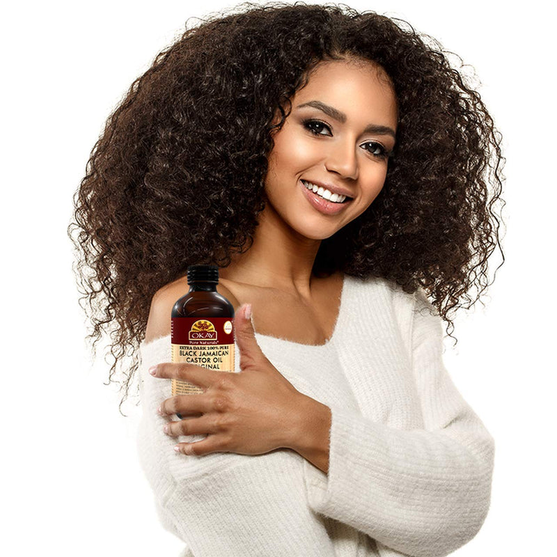 OKAY | Extra Dark 100% Natural Black Jamaican Castor Oil | For All Hair Textures & Skin Types | Grow Strong, Healthy, Smooth and Thick Hair | With Vitamin E - Omega 6 & 9 | 4 oz 4 Fl Oz (Pack of 1) Original Extra Dark - BeesActive Australia
