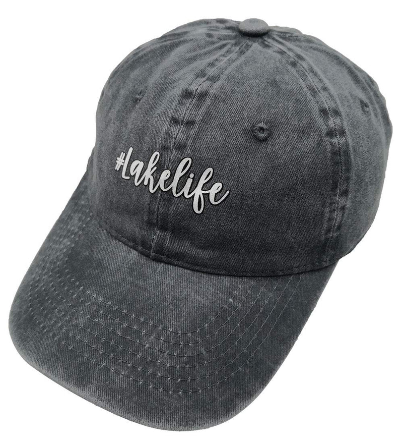 OASCUVER Printed Lake Life Hat Distressed Cotton Adjustable Beach Life Unisex Baseball Cap Lake Life Deep Heather One Size - BeesActive Australia