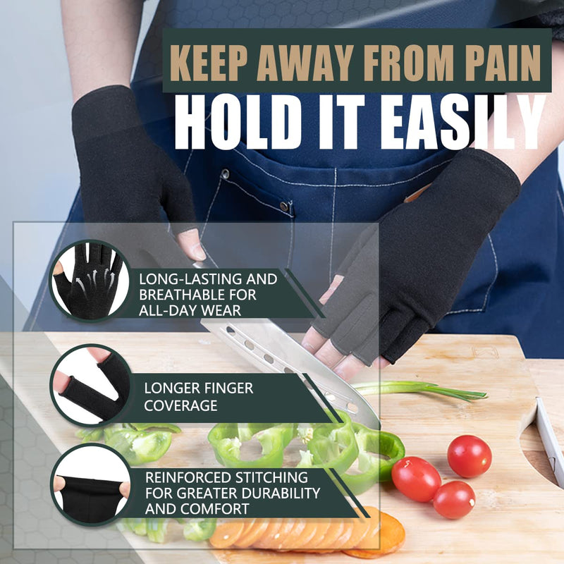 DRNAIETY Arthritis Compression Gloves for Hand Arthritis, Rheumatoid, Osteoarthritis, Carpal Tunnel Pain, Fingerless Compression Gloves, Breathable Moisture Wicking Gloves for Men & Women Small Black - BeesActive Australia